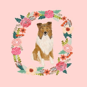 8 inch rough collie floral wreath flowers dog breed fabric 