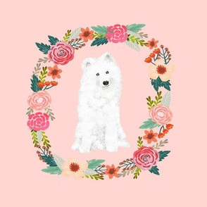 8 inch samoyed floral wreath flowers dog breed fabric 