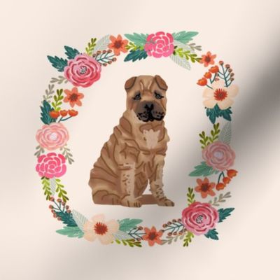 8 inch sharpie floral wreath flowers dog breed fabric  wreath