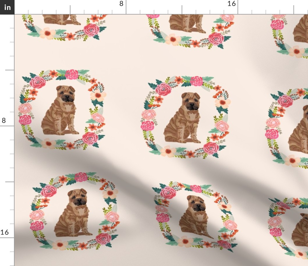 8 inch sharpie floral wreath flowers dog breed fabric  wreath