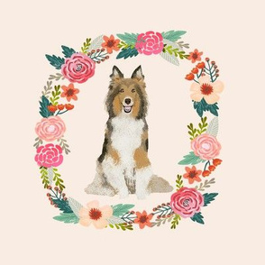 8 inch sheltie floral wreath flowers dog breed fabric 