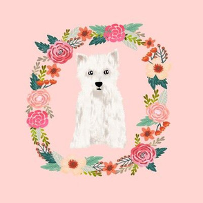 8 inch westie floral wreath flowers dog breed fabric west highland terrier