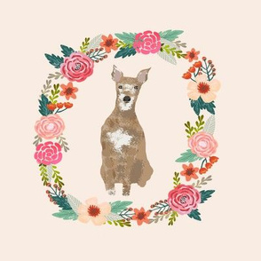 8 inch whippet floral wreath flowers dog breed fabric 