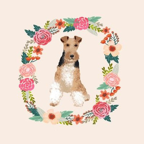 8 inch wire fox terrier floral wreath flowers dog breed fabric 