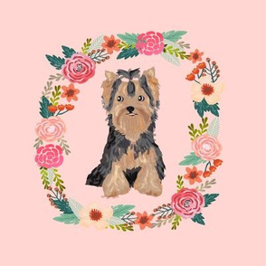 8 inch yorkie floral wreath flowers dog breed fabric yorkshire terrier