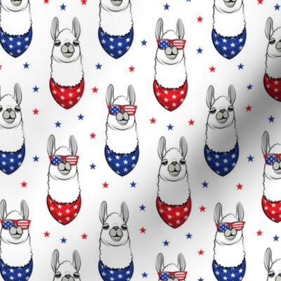 patriotic llamas  with stars