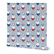 patriotic llamas on blue 2 with stars