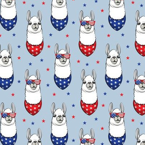 patriotic llamas on blue 2 with stars