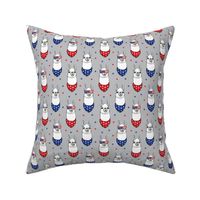 patriotic llamas on grey with stars