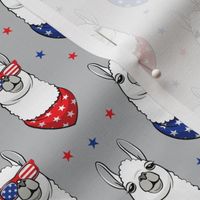 patriotic llamas on grey with stars