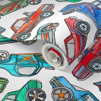 Toy Car Pile Up on White - large