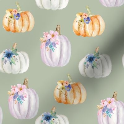 Floral Pumpkins // Sage