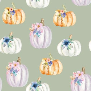 Floral Pumpkins // Sage