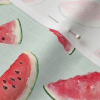 Juicy Watermelon // Green White Linen