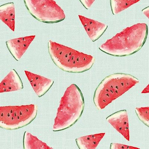 Juicy Watermelon // Green White Linen