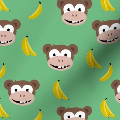 Cute little banana monkey fun fruit kids design green