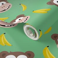 Cute little banana monkey fun fruit kids design green