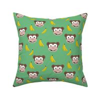 Cute little banana monkey fun fruit kids design green