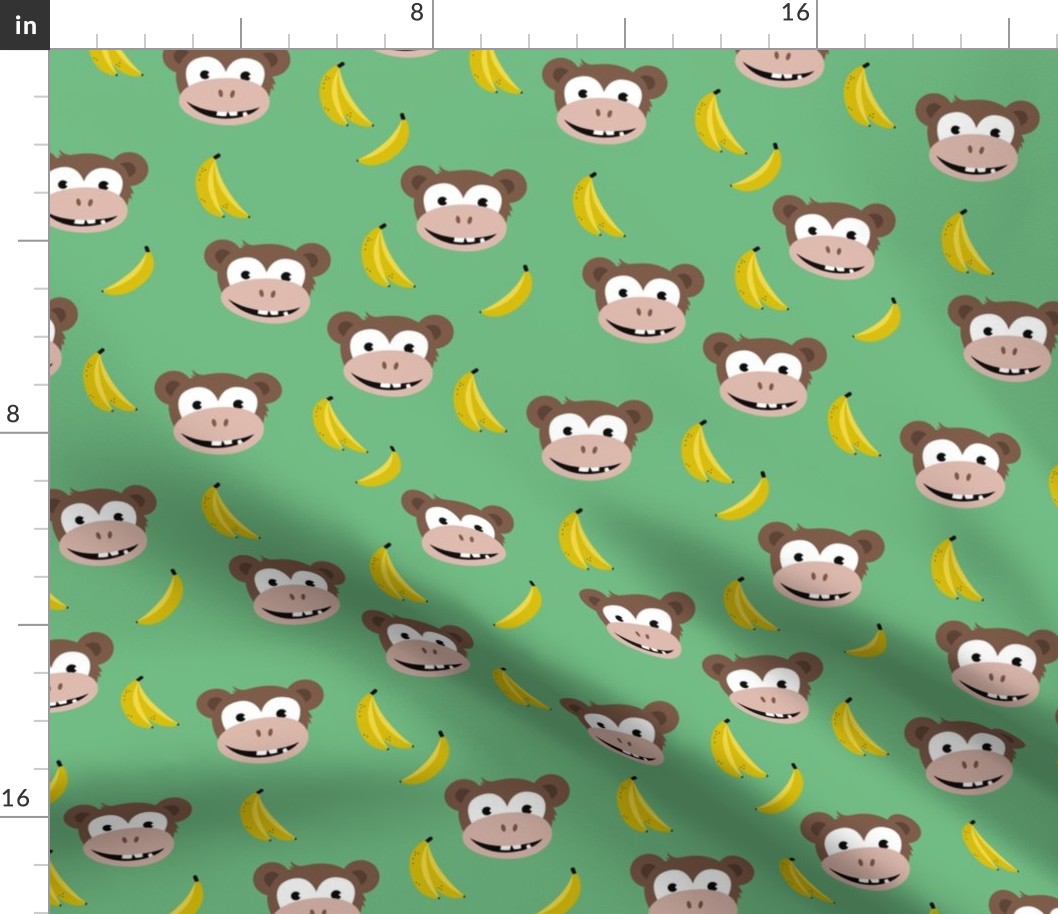 Cute little banana monkey fun fruit kids design green