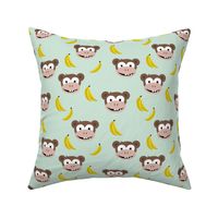 Cute little banana monkey fun fruit kids design mint