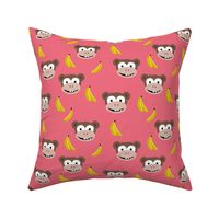 Cute little banana monkey fun fruit kids design pink