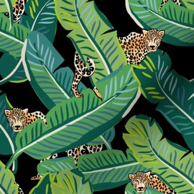 8" Cheetah & Tropical Leaves - Black
