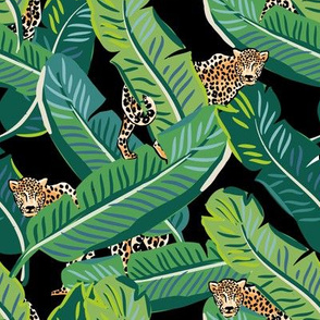 8" Cheetah & Tropical Leaves - Black