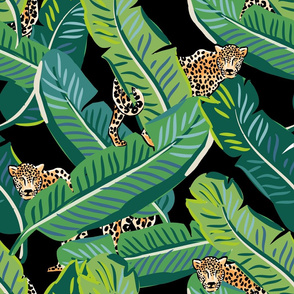 21" Cheetah & Tropical Leaves - Black