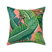 21" Cheetah & Tropical Leaves - Bright Peach