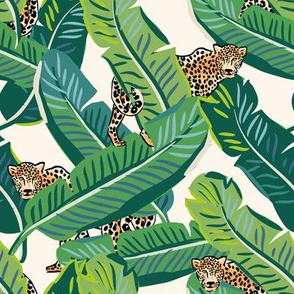 8" Cheetah & Tropical Leaves - Ivory