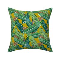 8" Cheetah & Tropical Leaves - Mustard