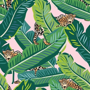 21" Cheetah & Tropical Leaves - Pink