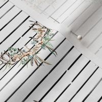 4.5" Boho Eucalyptus Antlers // Black and White Stripes