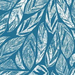 Ginger Leaves White On Teal 150L