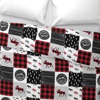 Let's Sleep under the Stars & Moose  patchwork quilt top || buffalo plaid C18BS