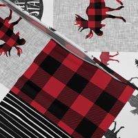 Let's Sleep under the Stars & Moose  patchwork quilt top || buffalo plaid C18BS