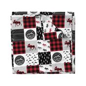 Let's Sleep under the Stars & Moose  patchwork quilt top || buffalo plaid C18BS