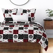 Let's Sleep under the Stars & Moose  patchwork quilt top || buffalo plaid C18BS