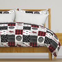 Let's Sleep under the Stars & Moose  patchwork quilt top || buffalo plaid C18BS