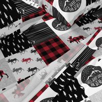 Let's Sleep under the Stars & Moose  patchwork quilt top || buffalo plaid C18BS