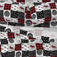 Let's Sleep under the Stars & Moose  patchwork quilt top || buffalo plaid C18BS