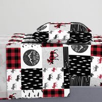 Let's Sleep under the Stars & Moose  patchwork quilt top || buffalo plaid C18BS