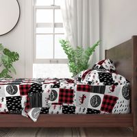 Let's Sleep under the Stars & Moose  patchwork quilt top || buffalo plaid C18BS