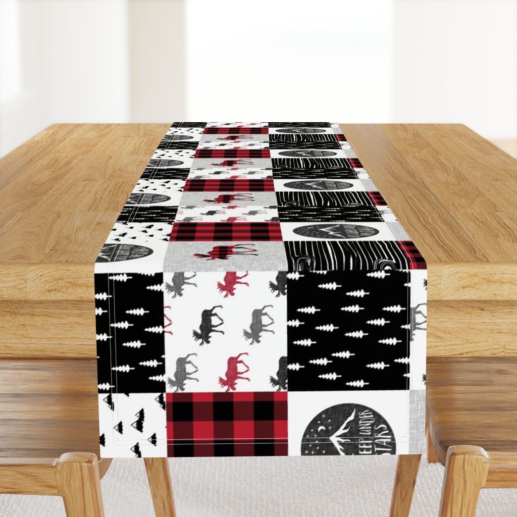 Let's Sleep under the Stars & Moose  patchwork quilt top || buffalo plaid C18BS (90)