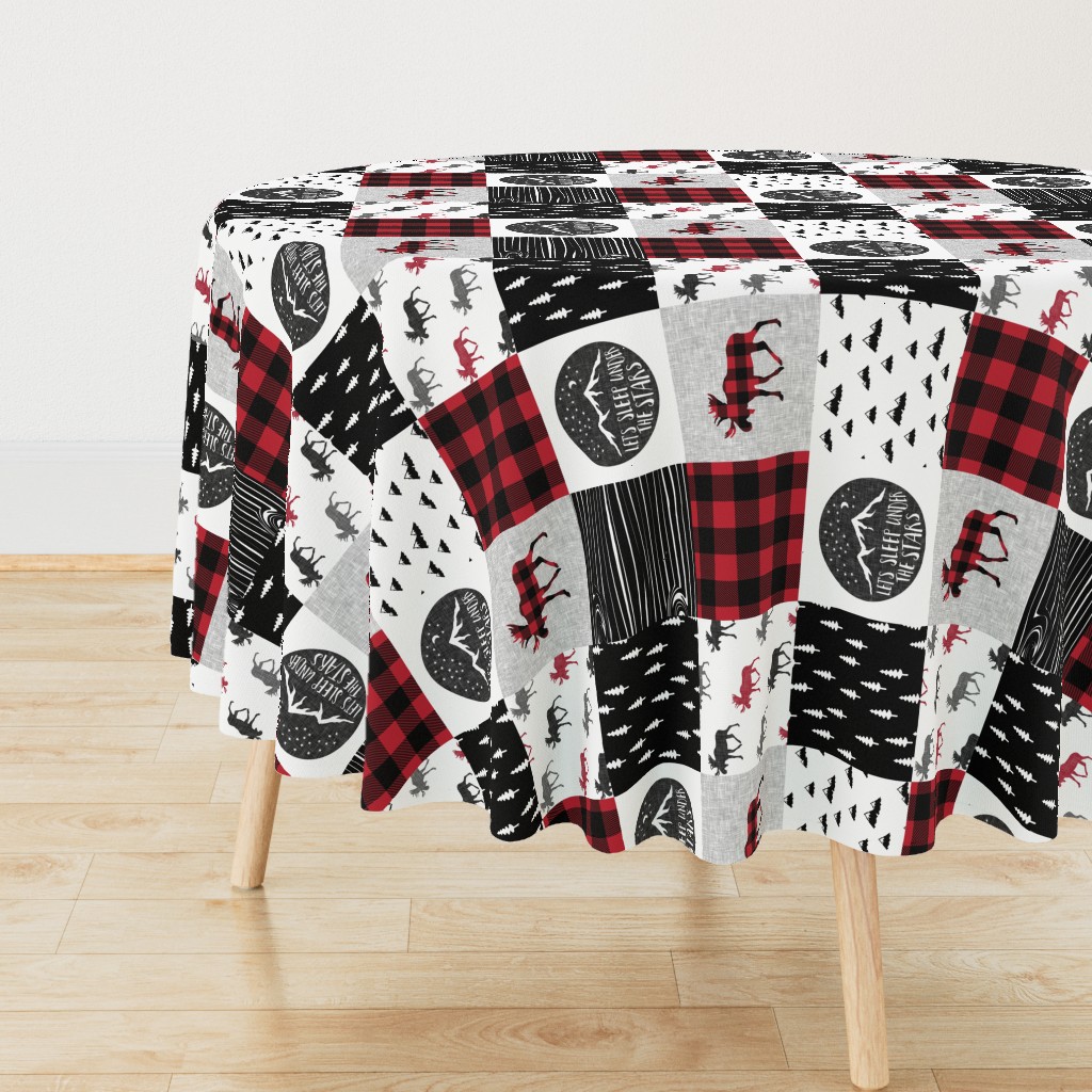 Let's Sleep under the Stars & Moose  patchwork quilt top || buffalo plaid C18BS (90)