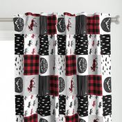 Let's Sleep under the Stars & Moose  patchwork quilt top || buffalo plaid C18BS (90)