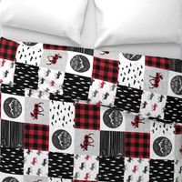 Let's Sleep under the Stars & Moose  patchwork quilt top || buffalo plaid C18BS (90)