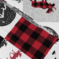 Let's Sleep under the Stars & Moose  patchwork quilt top || buffalo plaid C18BS (90)