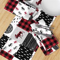 Let's Sleep under the Stars & Moose  patchwork quilt top || buffalo plaid C18BS (90)