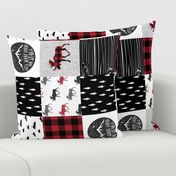 Let's Sleep under the Stars & Moose  patchwork quilt top || buffalo plaid C18BS (90)